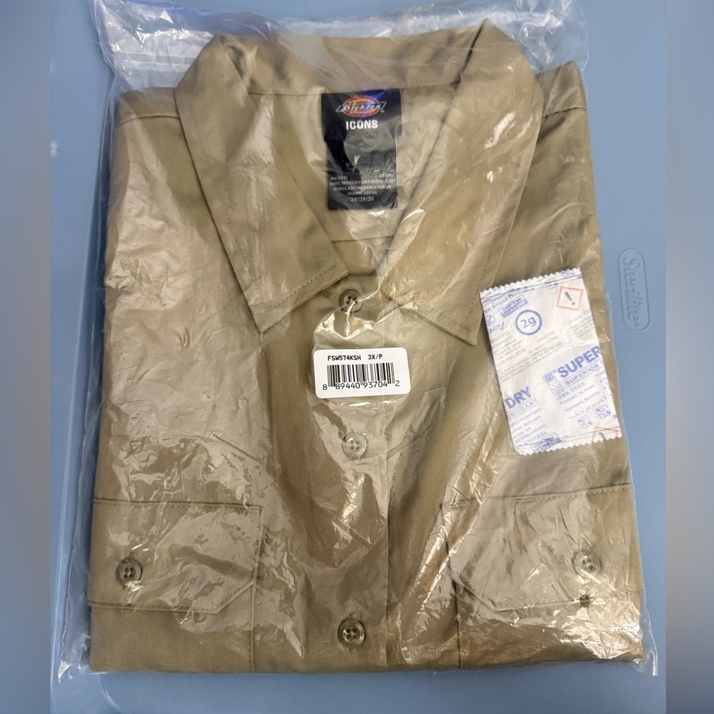 Dickies 574 Work Shirt Original fit, khaki, size 3X NWT‎